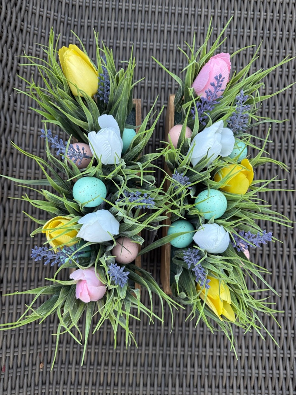 Hobby Lobby Faux Floral Planters with Pastel Eggs - Set of 2 - NWT